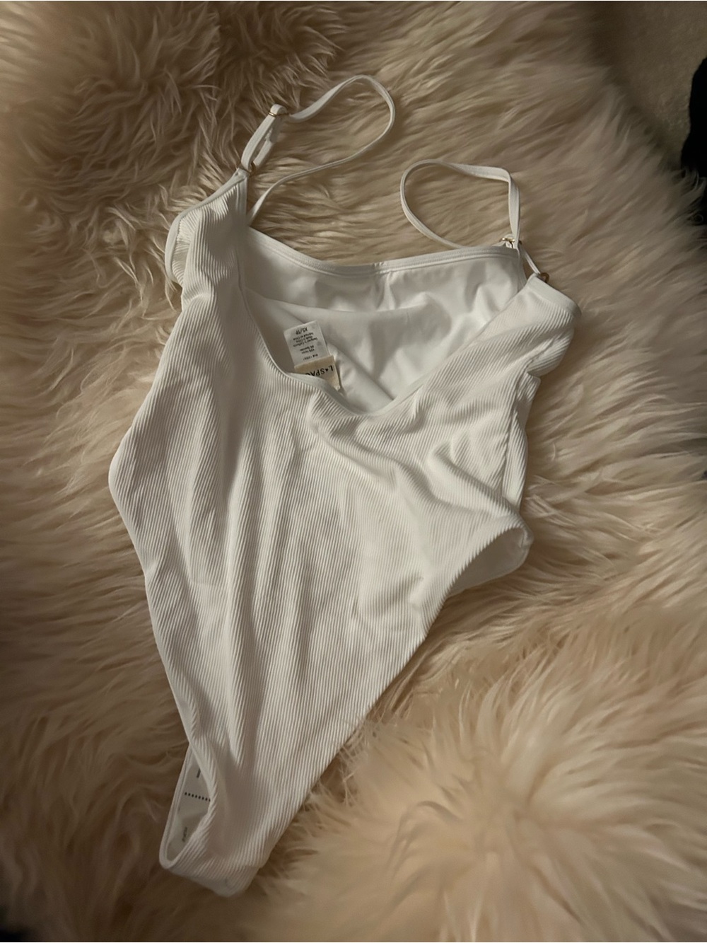 LSPACE Holly One Piece Swimsuit XS NWOT White Ribbed One Piece High Leg bodysuit - Picture 6 of 8